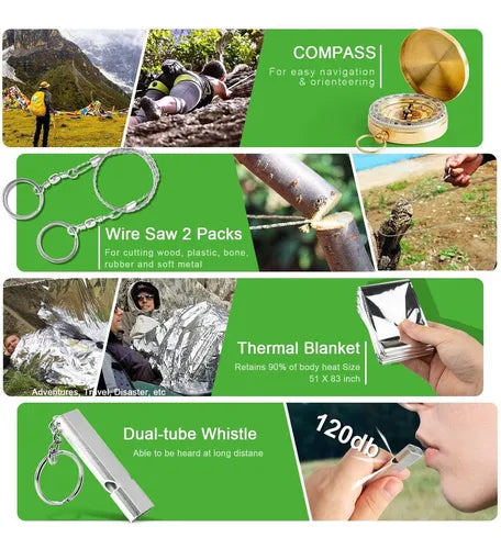 Kit de Supervivencia Táctica - 12 Herramientas de Emergencia IPX8