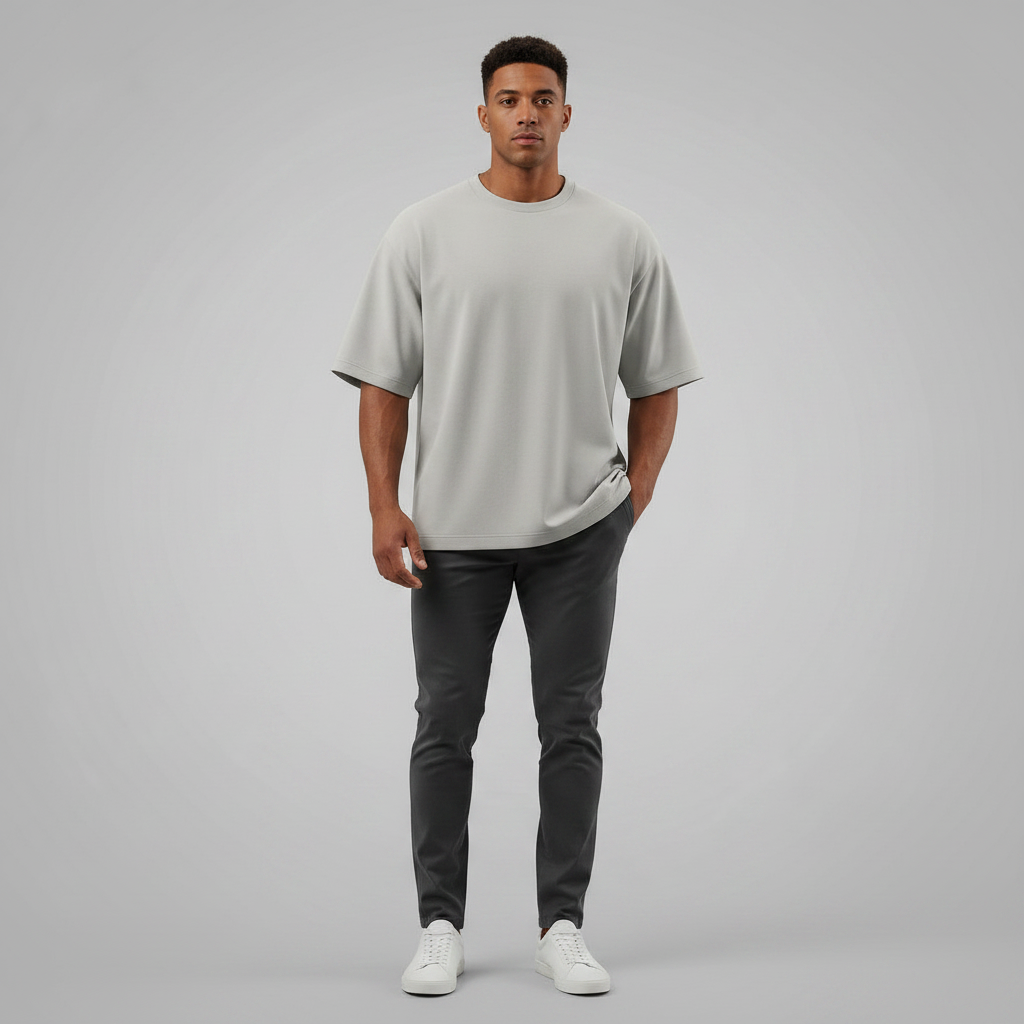 Camiseta Oversize | PIMA | GRIS CLARO